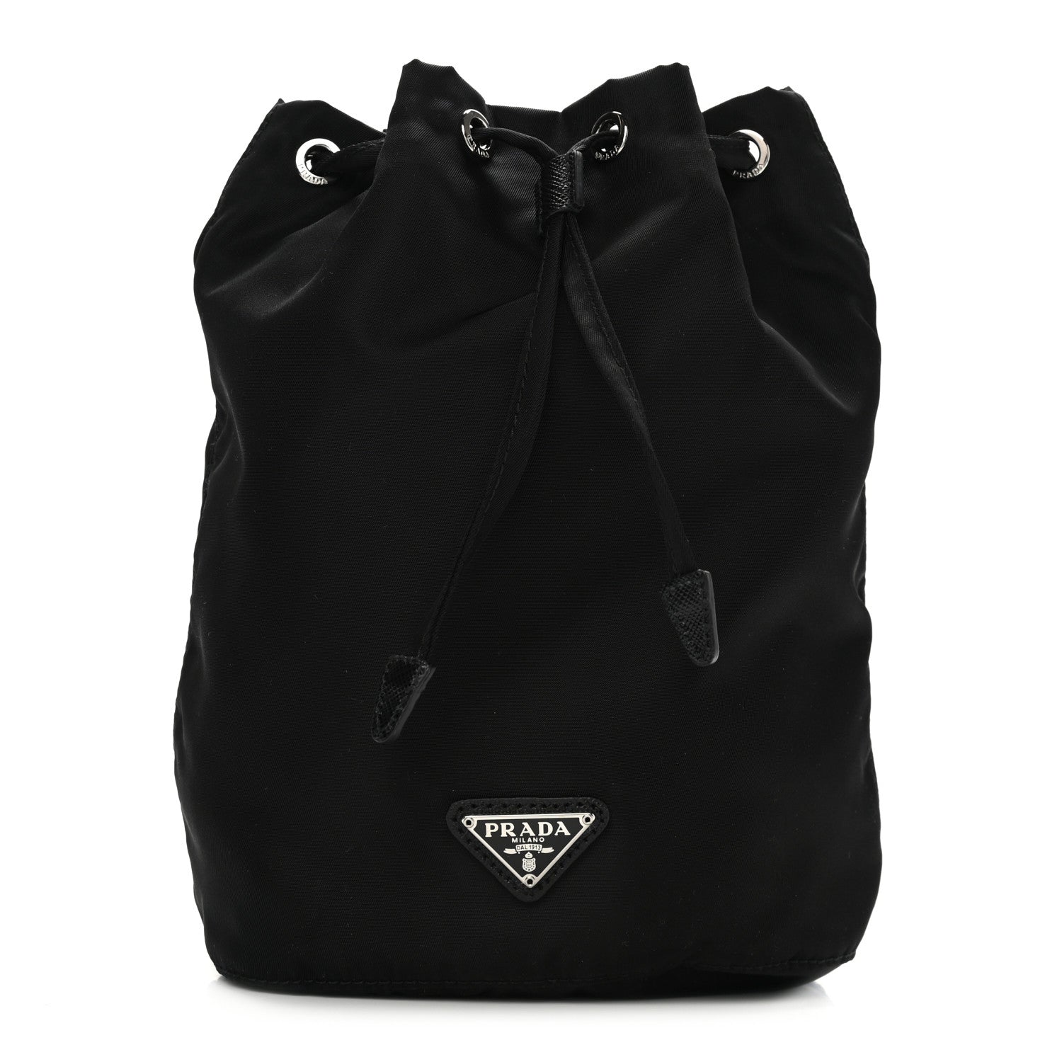 Prada Saffiano Tessuto Nylon Vela Bucket Wristlet Black 1 of 7