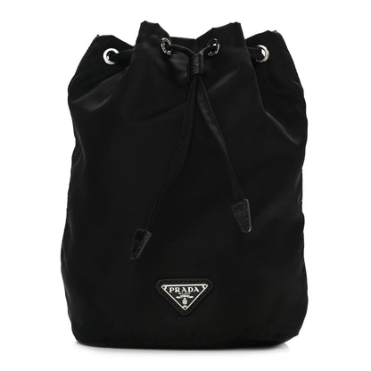 Prada Saffiano Tessuto Nylon Vela Bucket Wristlet Black 1 of 7