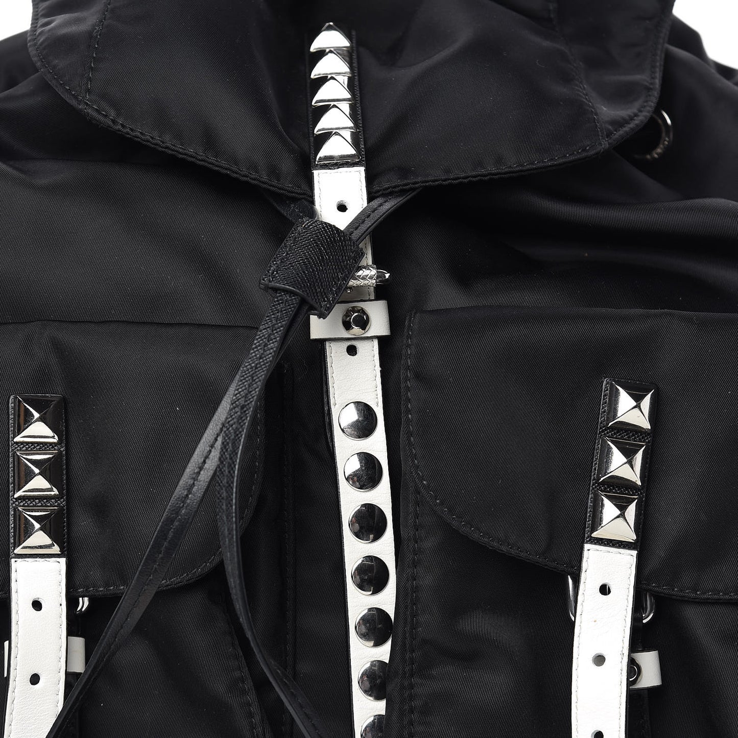 Nylon New Vela Studded Backpack Black White
