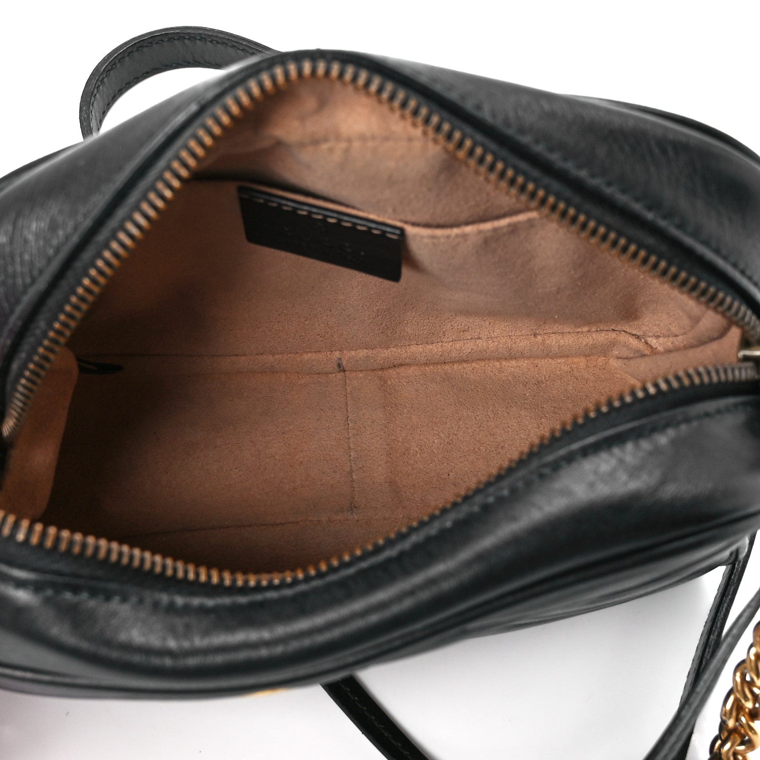 Gucci Calfskin Matelasse Mini GG Marmont Chain Shoulder Bag Black 6 of 13