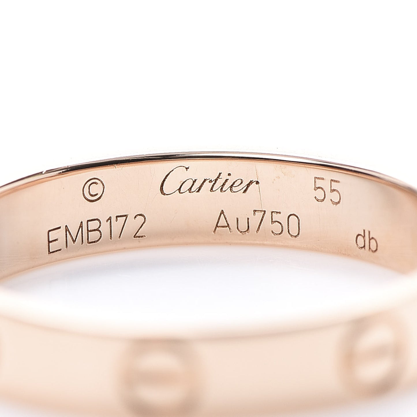 18K Pink Gold 3.5mm LOVE Wedding Band Ring 55 7.25