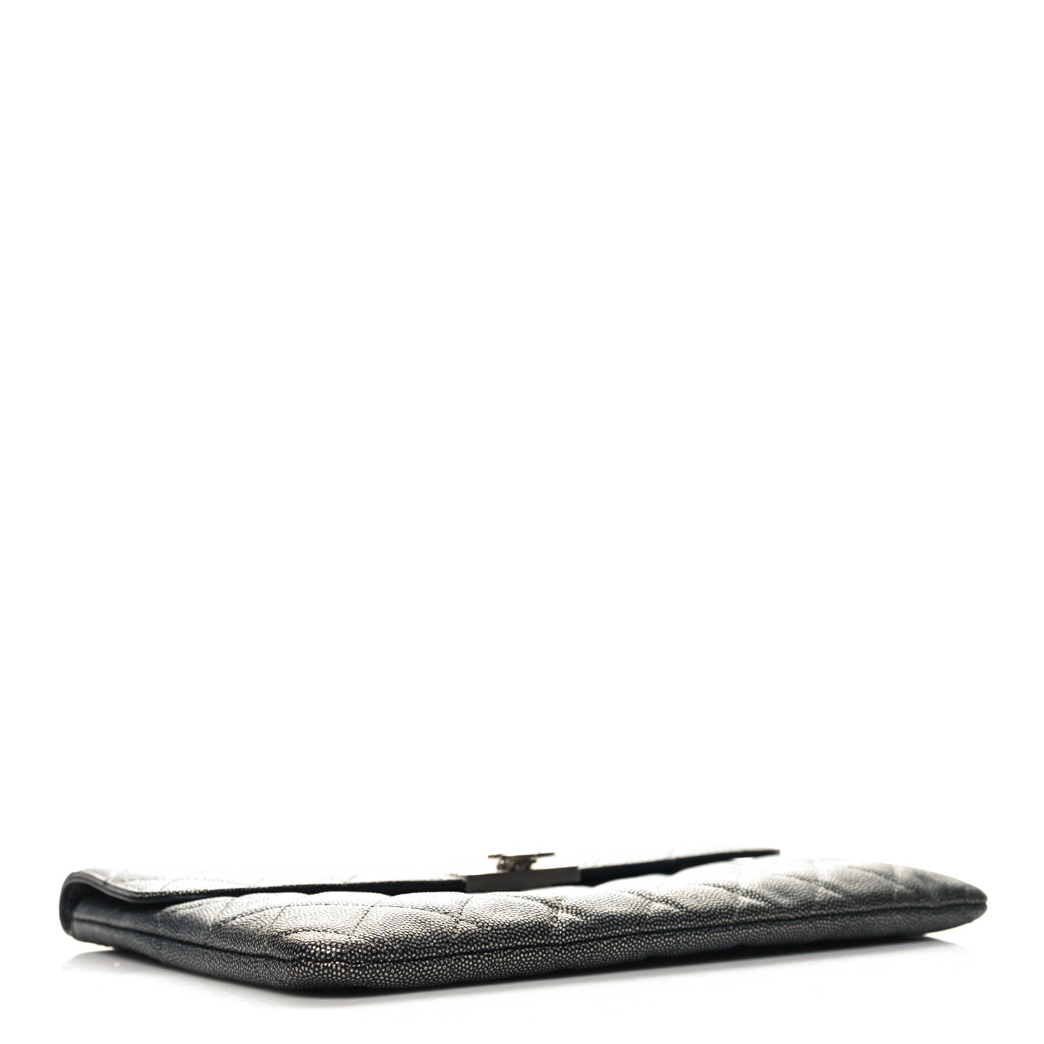 Chanel Metallic Caviar Quilted Medium Golden Class Pouch Dark Grey 4 of 12