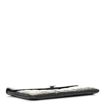 Chanel Metallic Caviar Quilted Medium Golden Class Pouch Dark Grey 4 of 12