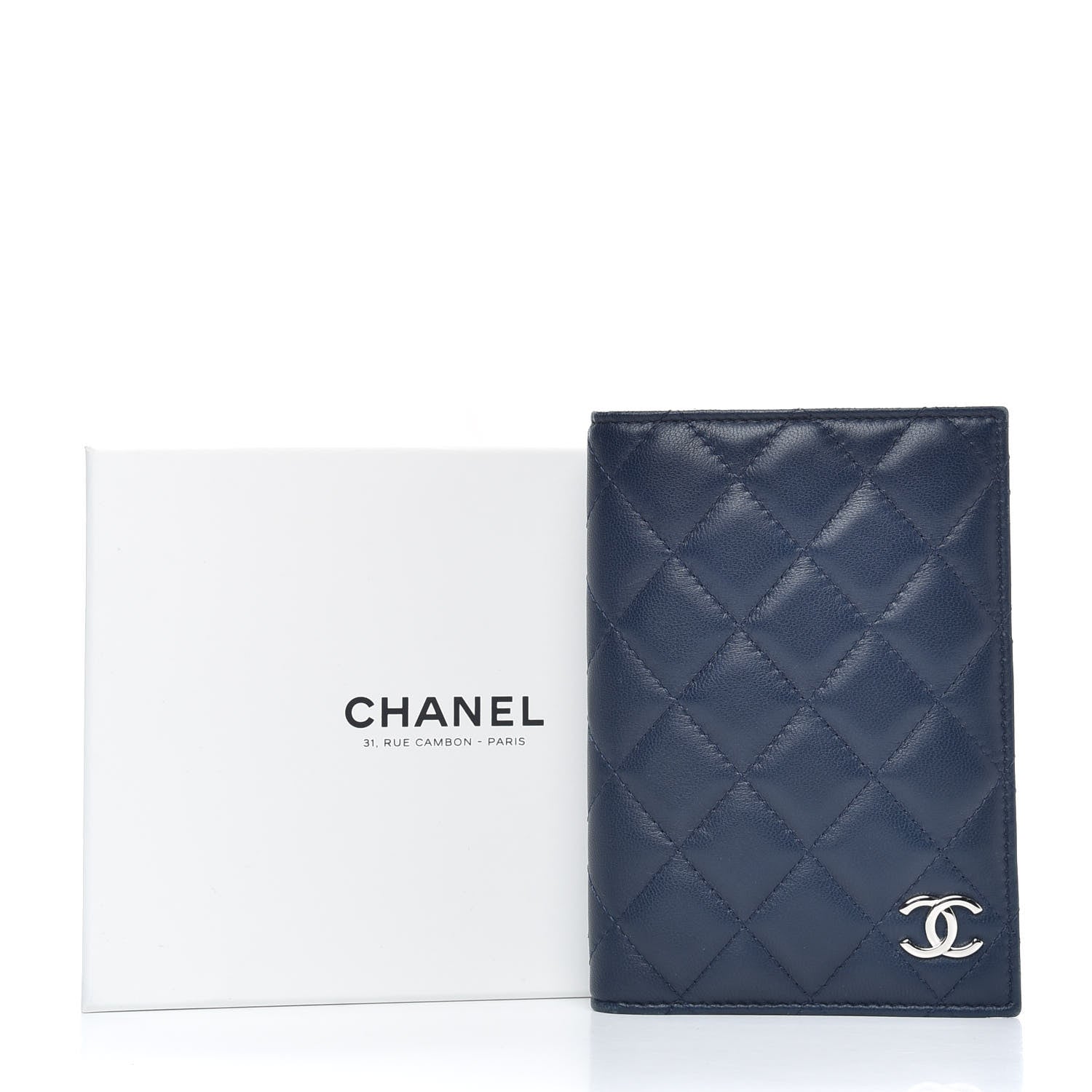Chanel Lambskin Quilted Passport Holder Navy 8 of 8
