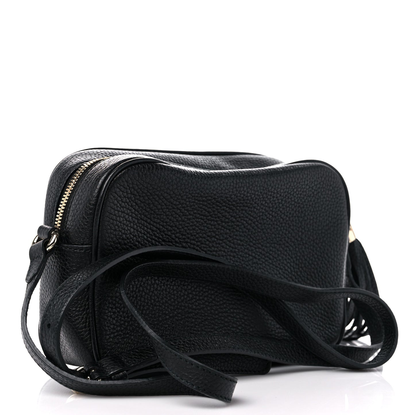 Pebbled Calfskin Small Soho Disco Bag Black