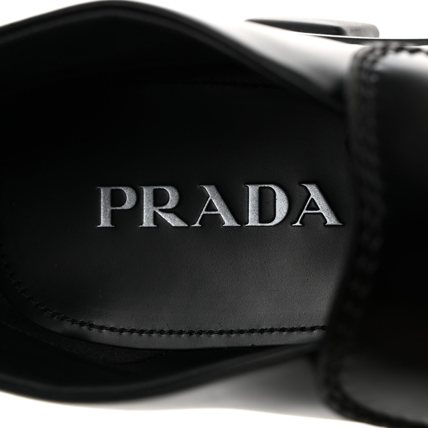 Prada Spazzolato Rois Metal Triangle Logo Mens Monolith 60mm Mid Loafers 8.5 Black 6 of 9