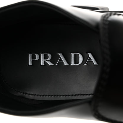 Prada Spazzolato Rois Metal Triangle Logo Mens Monolith 60mm Mid Loafers 8.5 Black 6 of 9