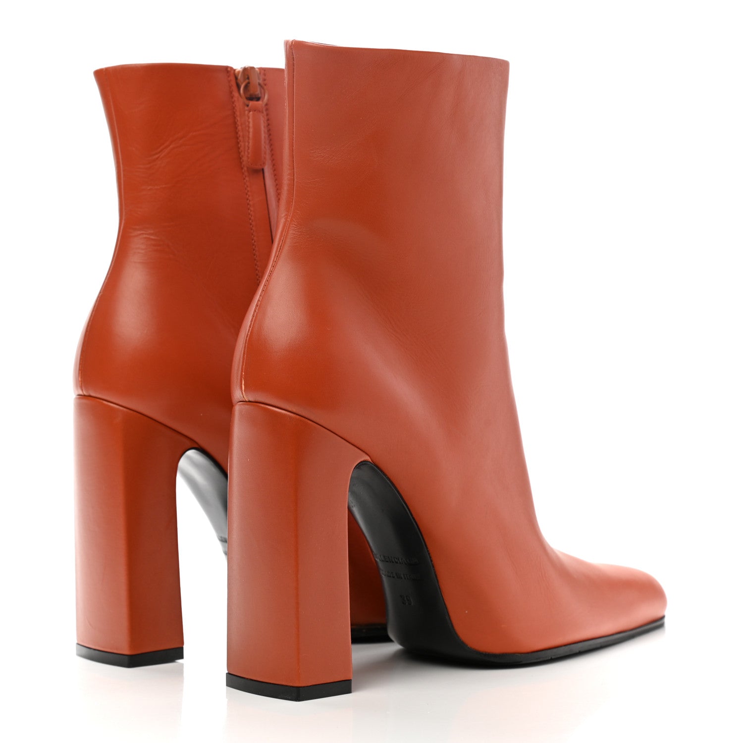 Balenciaga Patinated Calfskin Round Toe 110 Booties 39 Orange 4 of 8