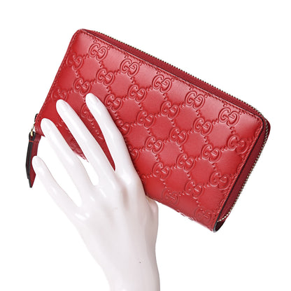 Gucci Guccissima Signature Zip Around Wallet Hibiscus Red 2 of 9