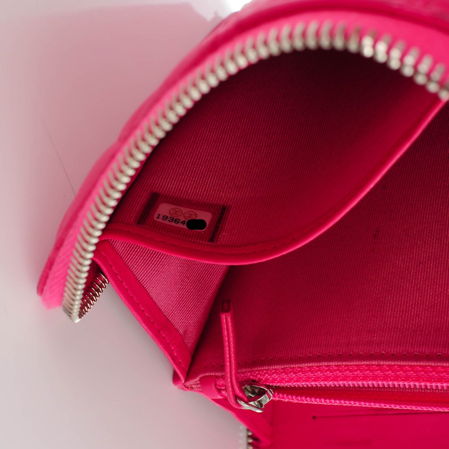 Lambskin Quilted Zipped Clutch Dark Pink