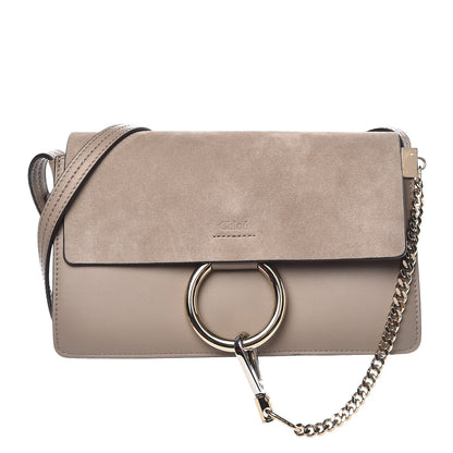 Chloe Suede Calfskin Small Faye Shoulder Bag Motty Grey 1 of 7