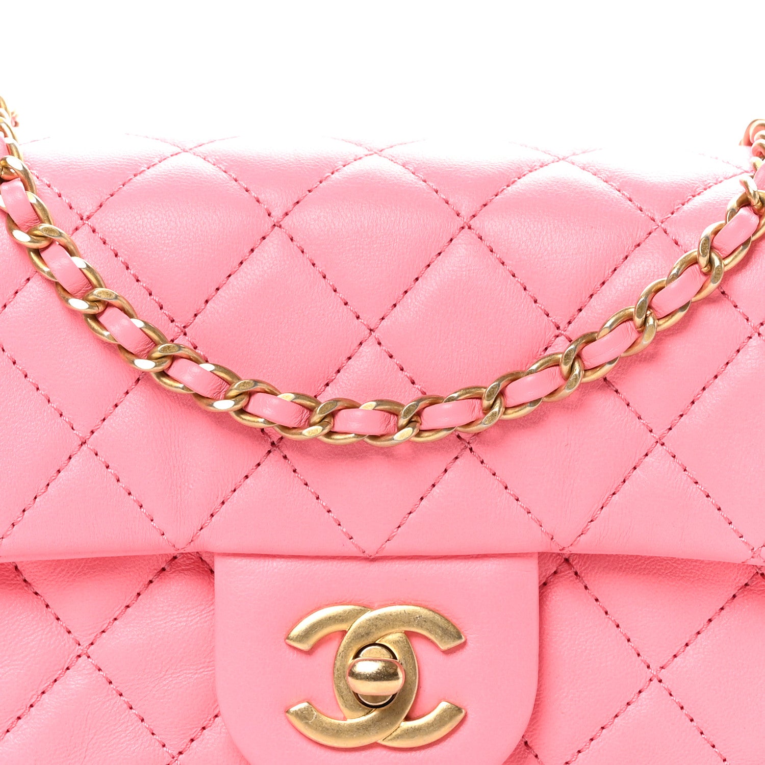 Chanel Lambskin Quilted Mini Rectangular Pearl Crush Flap Pink 8 of 11