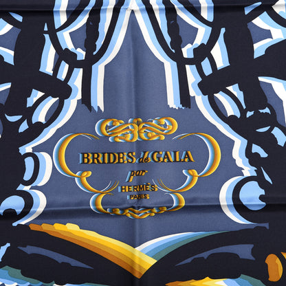 Hermes Silk Brides De Gala Shadow Scarf 90 Gris Bleute Black 3 of 3