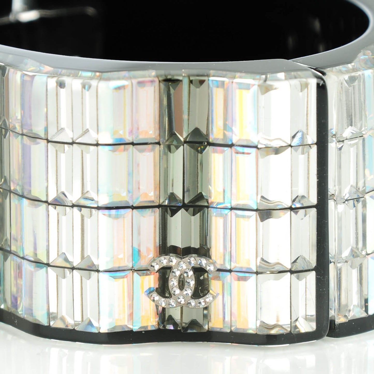 Resin Crystal Baguette CC Bangle Black