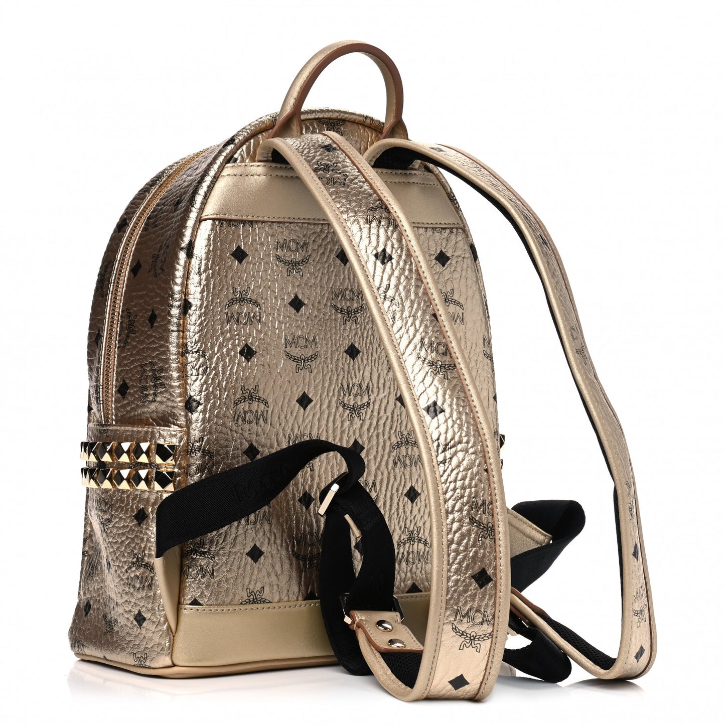 Metallic Visetos Small Side Stud Stark Backpack Gold