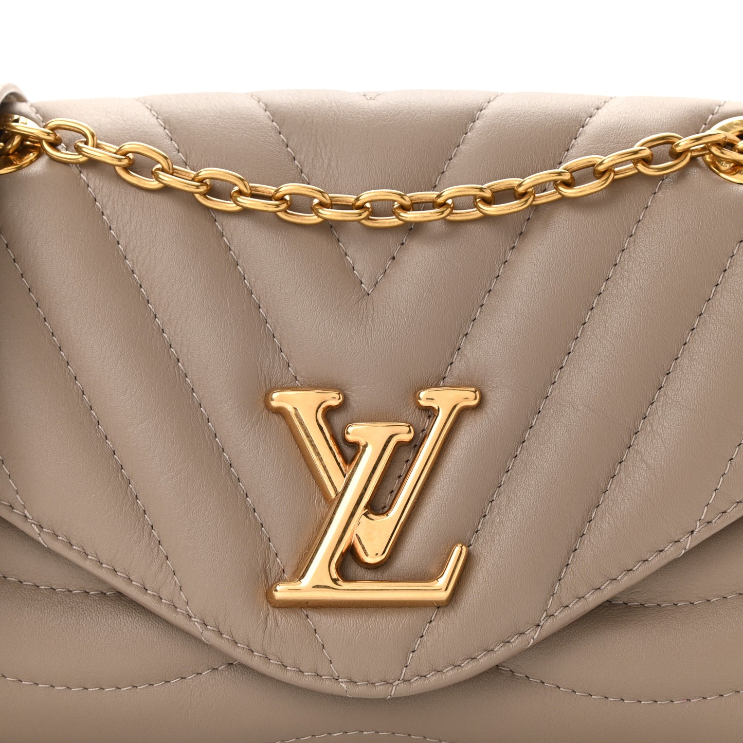 Calfskin LV New Wave Chain Bag Taupe