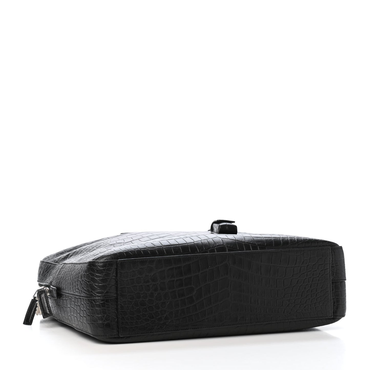 Calfskin Crocodile Embossed Briefcase Black