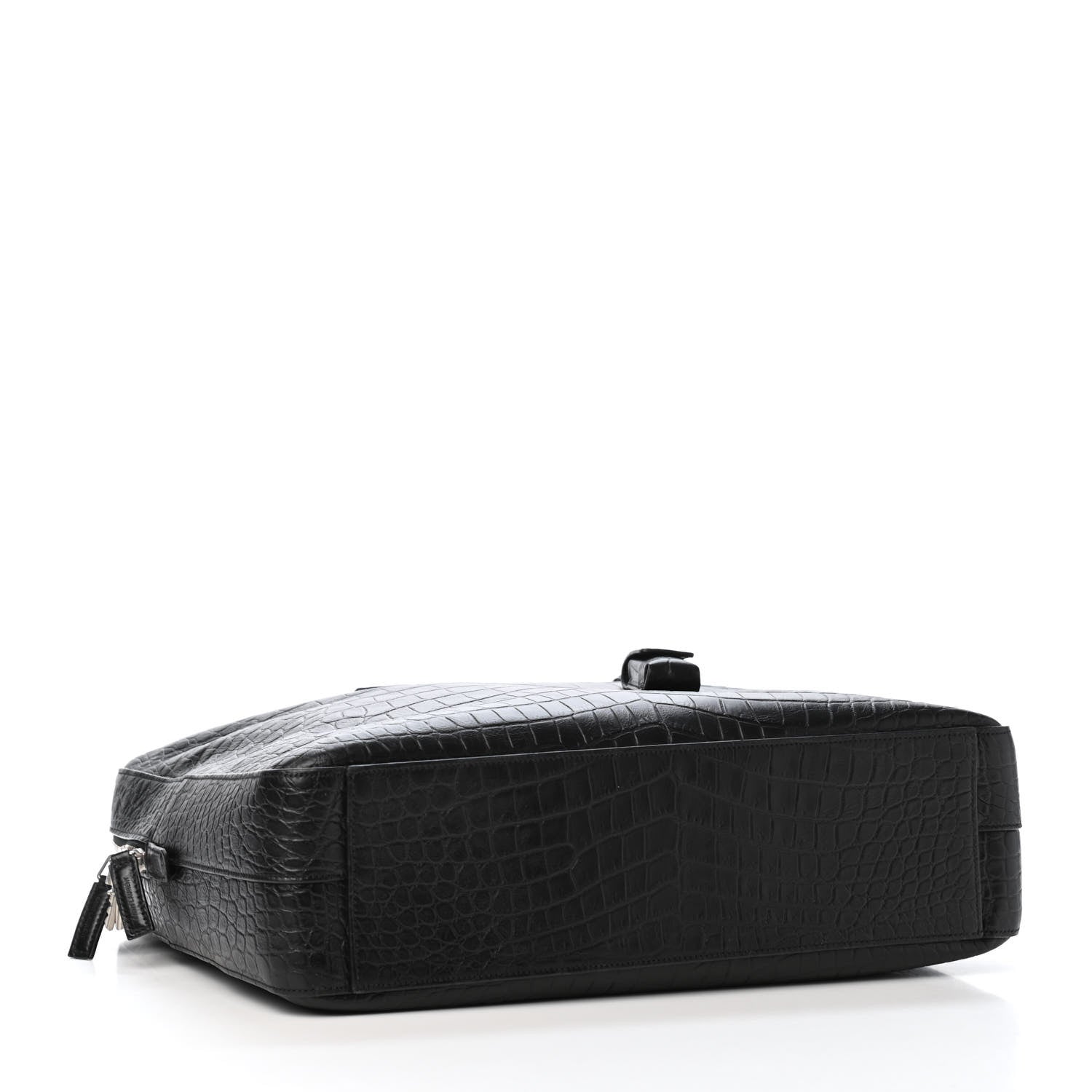 Saint Laurent Calfskin Crocodile Embossed Briefcase Black 3 of 4