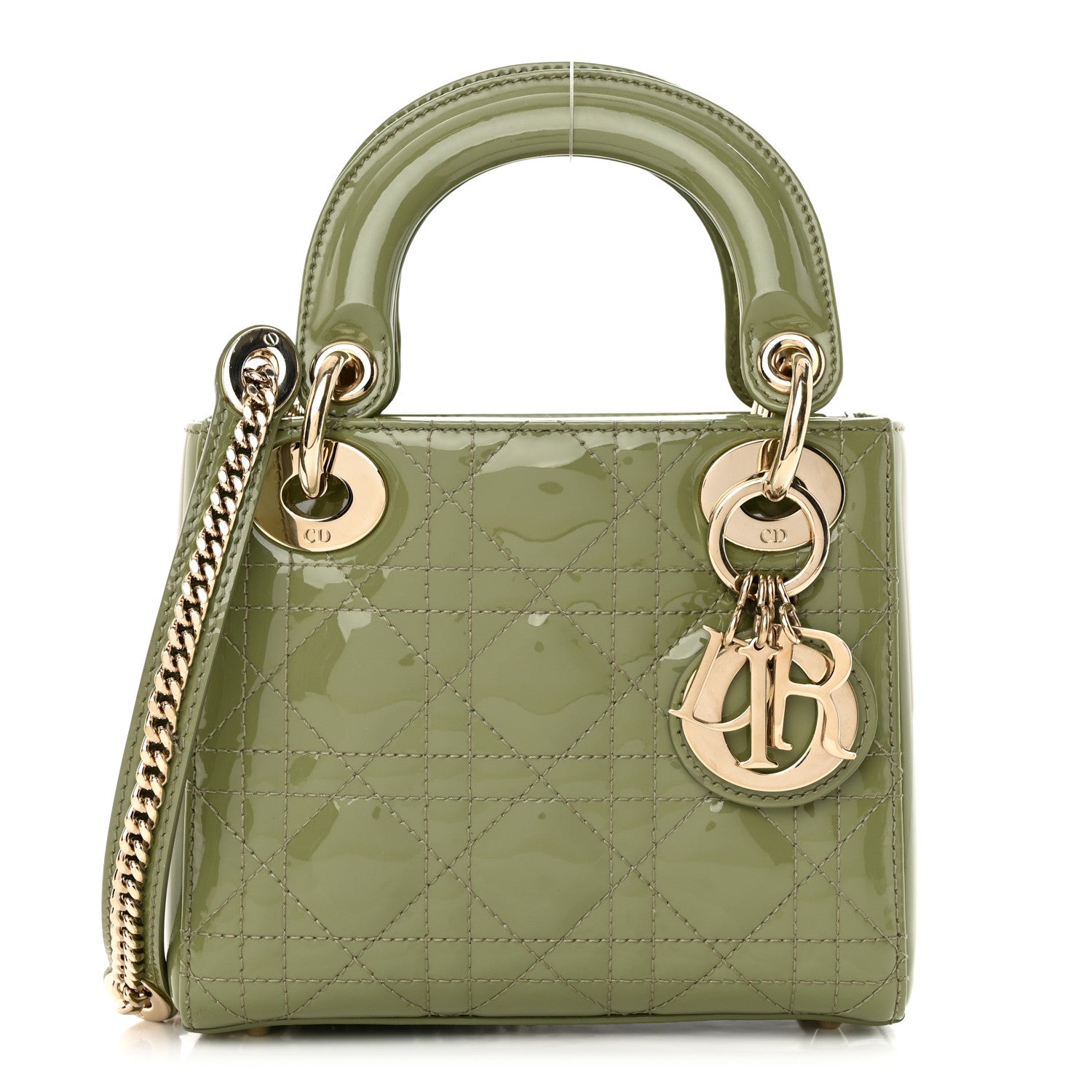 Christian Dior Patent Cannage Mini Lady Dior Dusty Jade 1 of 10