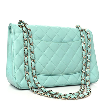 Chanel Caviar Quilted Jumbo Double Flap Light Green 3 of 16