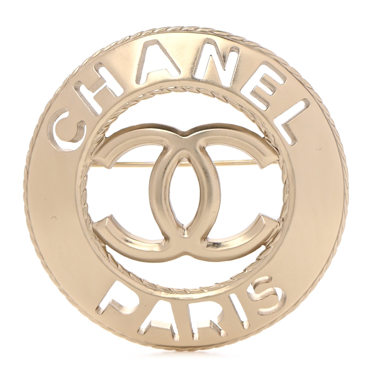 Chanel Metal CC Paris Brooch Light Gold 1 of 6