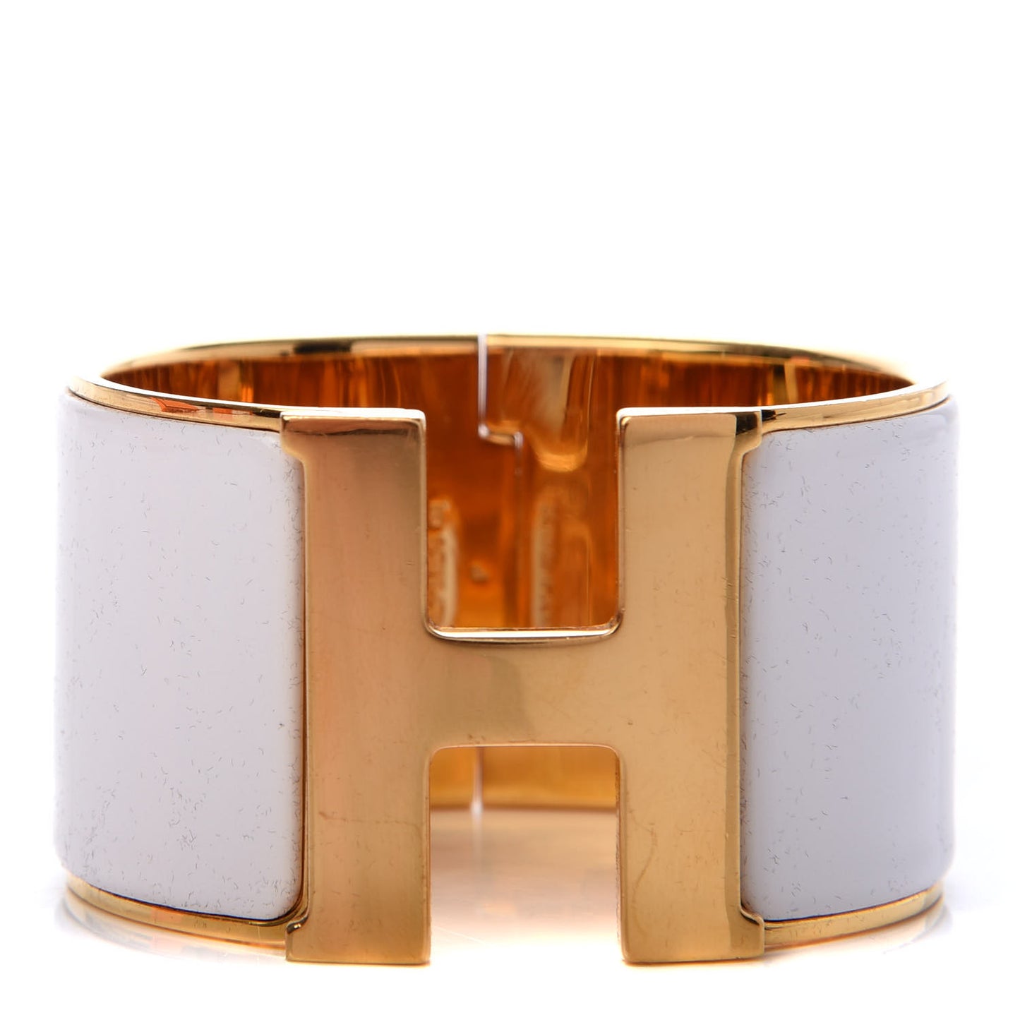 Enamel Extra Wide Clic Clac H Bracelet PM White