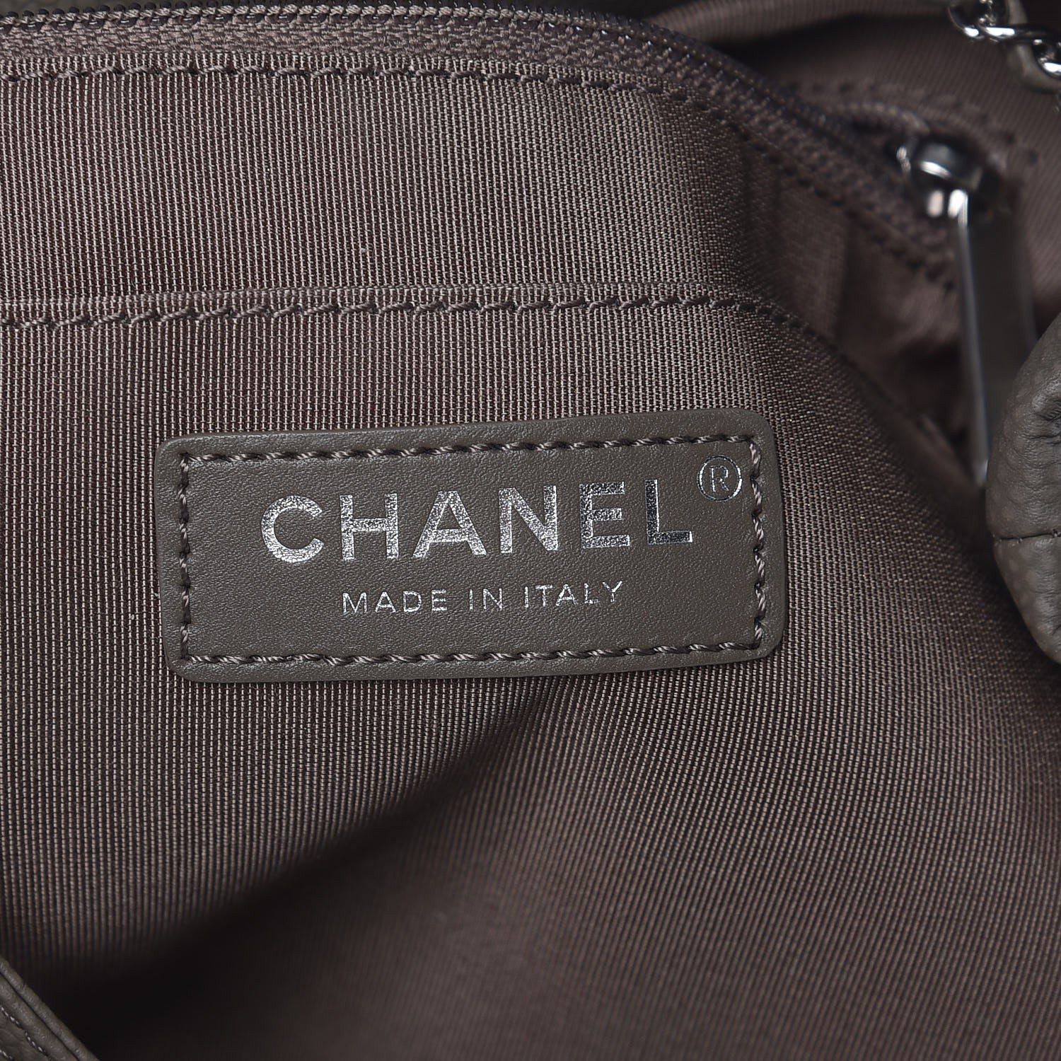 Chanel Grained Calfskin Quilted Medium Chain Bucket Bag Khaki 6 of 7