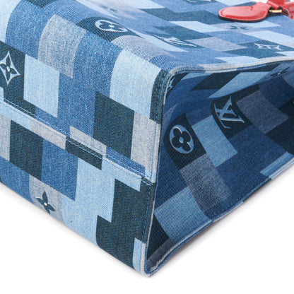 Louis Vuitton Denim Damier Monogram Onthego Blue Rouge 5 of 10