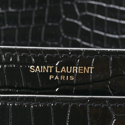 Saint Laurent Calfskin Crocodile Embossed Medium Monogram Sunset Black 7 of 11