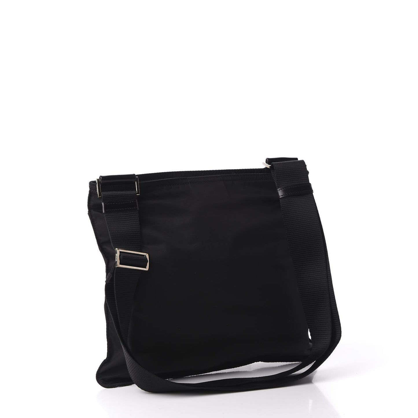 Nylon Flat Messenger Bag Black