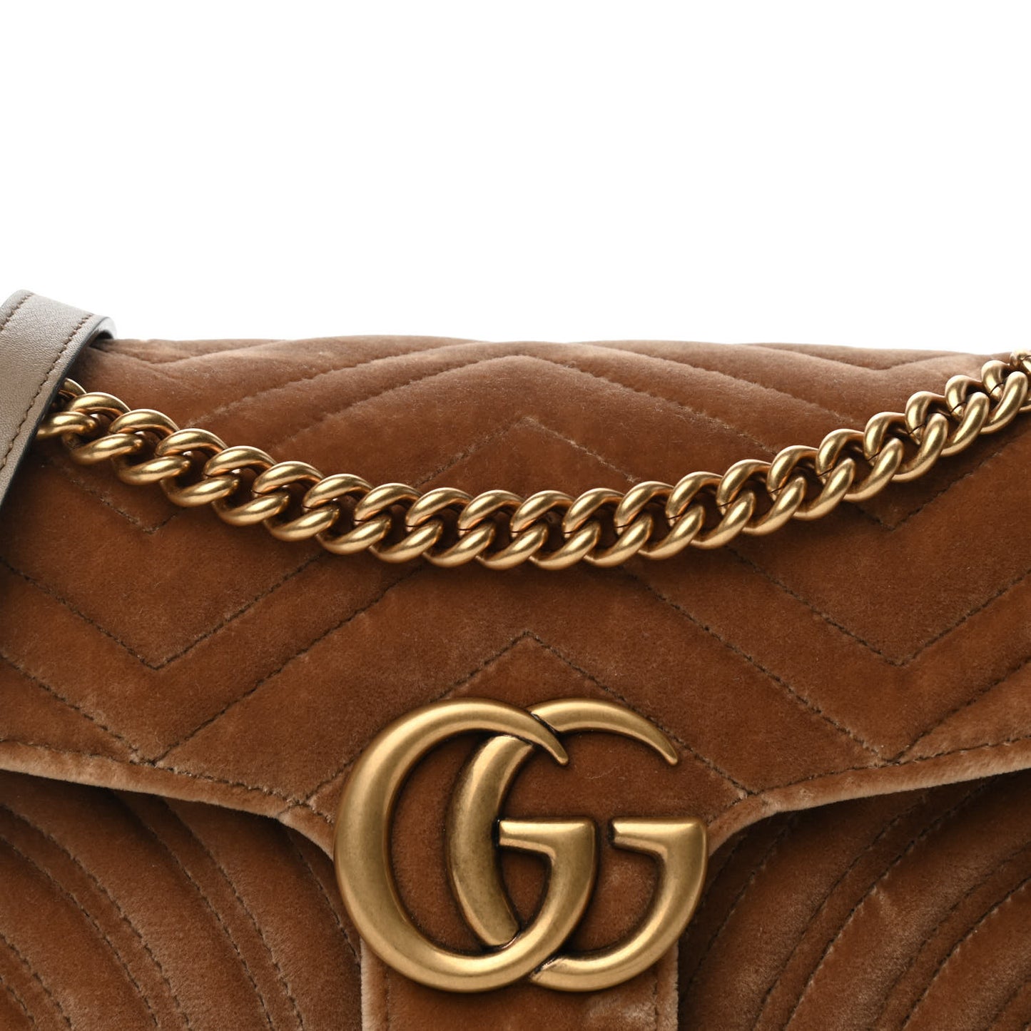 Velvet Matelasse Small GG Marmont Shoulder Bag Taupe