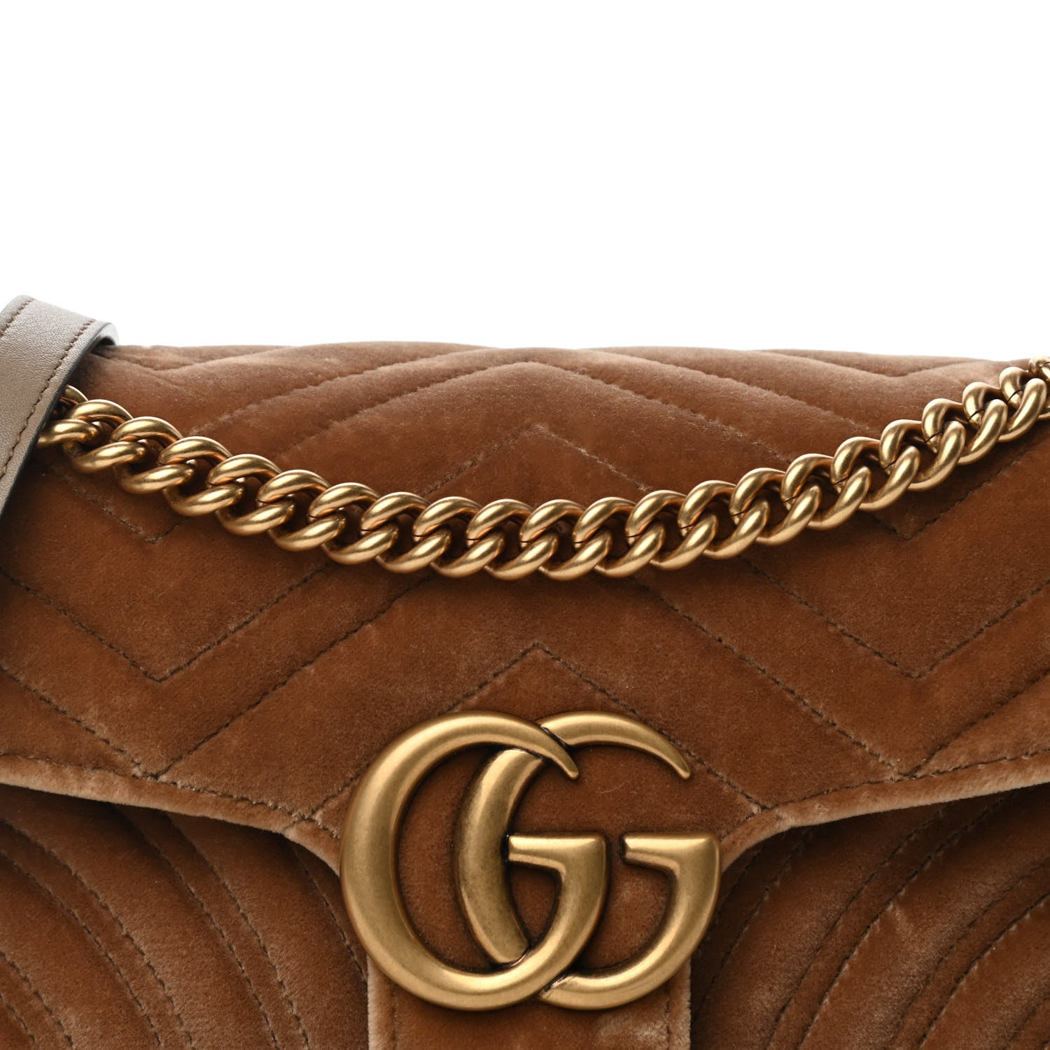 Gucci Velvet Matelasse Small GG Marmont Shoulder Bag Taupe 8 of 10