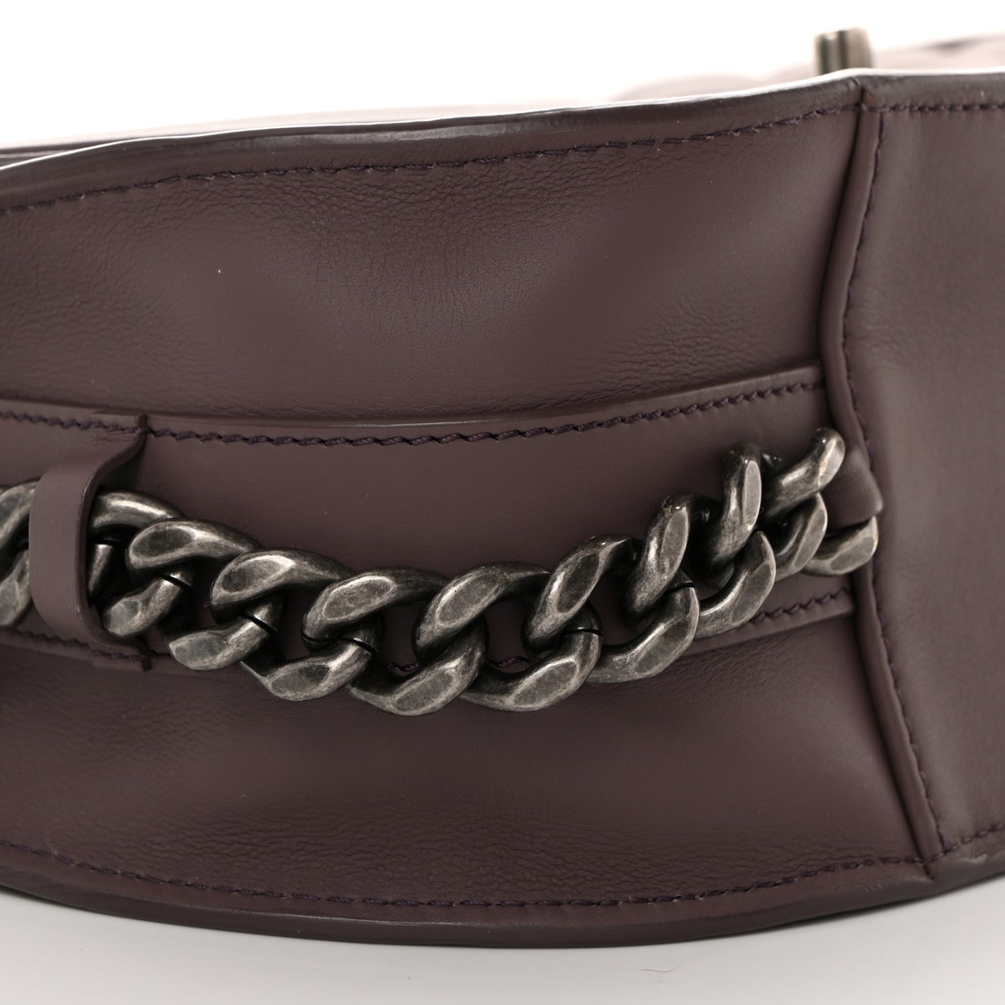 Calfskin Quilted Large Double Chained Messenger Flap Grey