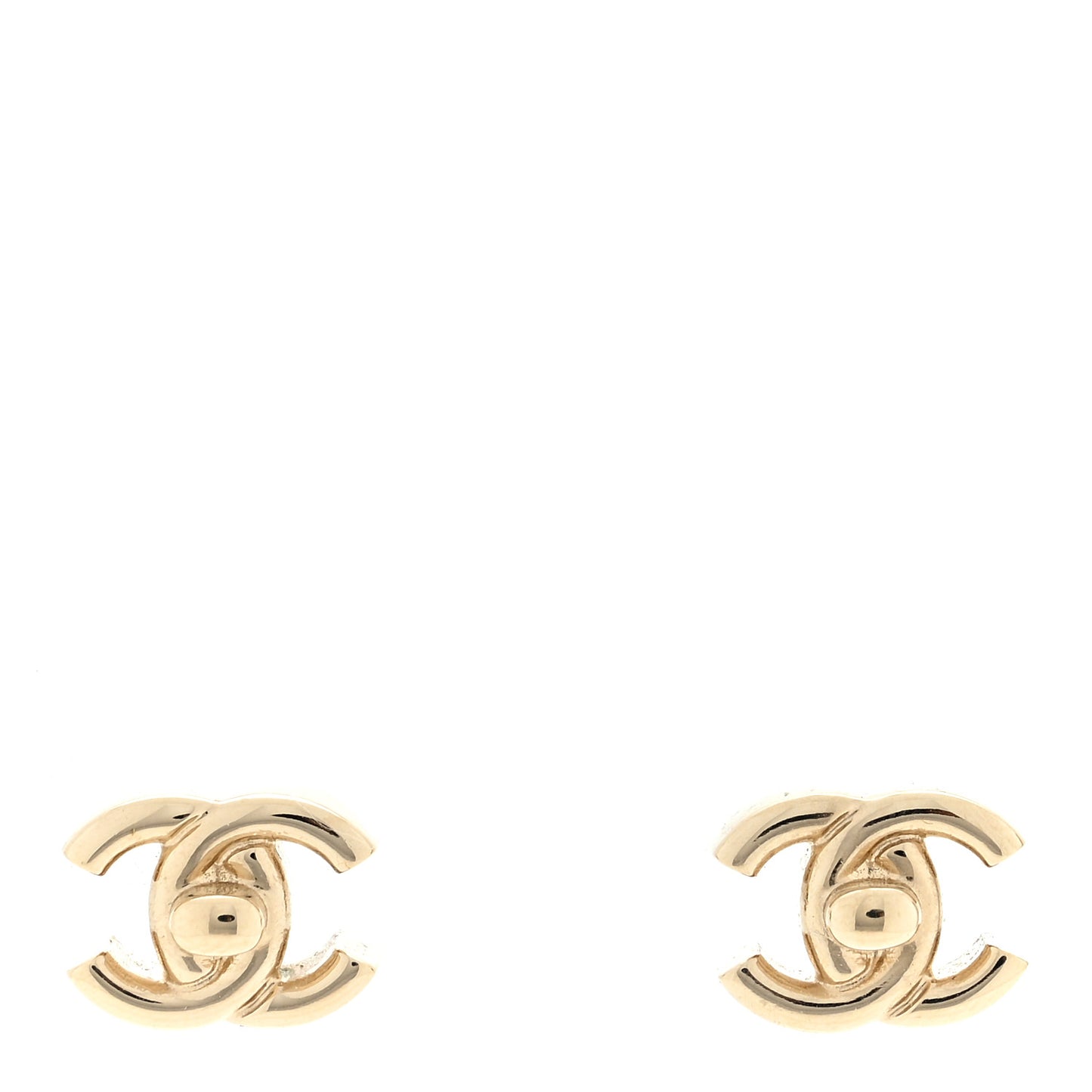 Metal CC Turnlock Earrings Gold