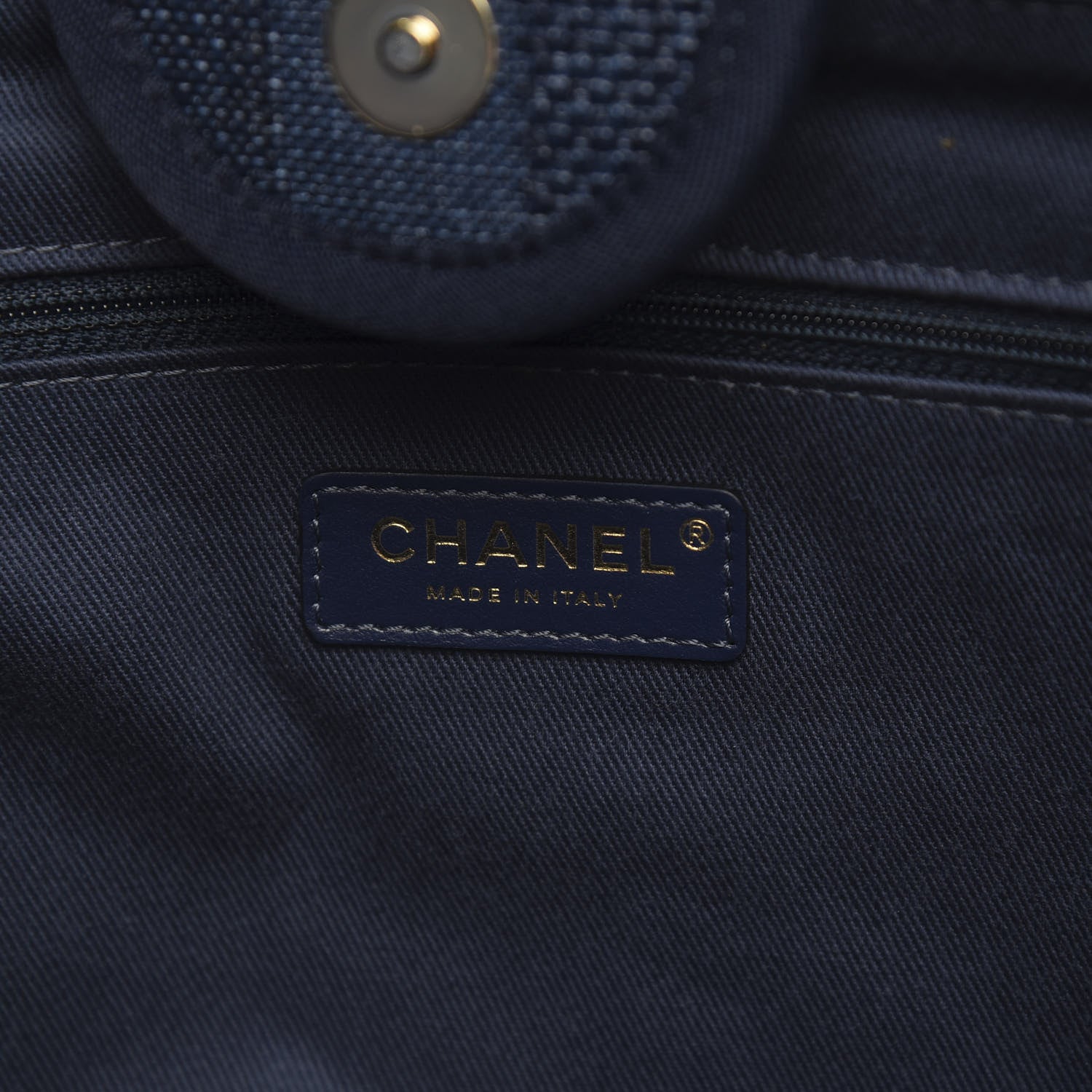 Chanel Mixed Fibers Striped Medium Deauville Tote Navy Blue 6 of 10