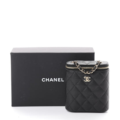 Chanel Caviar Quilted Small Vertical Coco Beauty Vanity Case With Chain Black 7 of 7