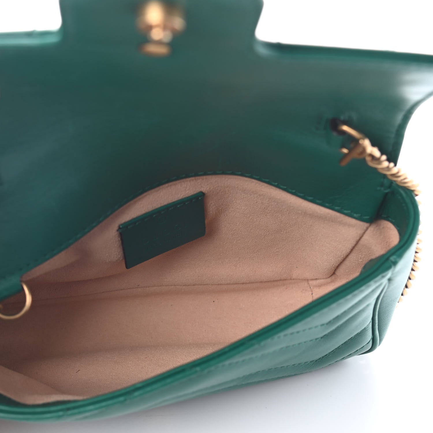 Gucci Calfskin Matelasse Super Mini GG Marmont Shoulder Bag Emerald Green 5 of 8