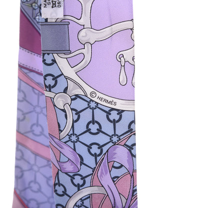 Hermes Silk La Promenade Du Matin Twilly Mauve Ciel Gris 4 of 7