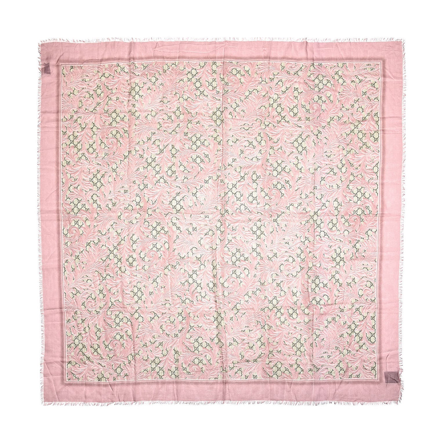 Gucci Modal Silk GG Monogram Big Arabesque Shawl Beige Pink 1 of 5
