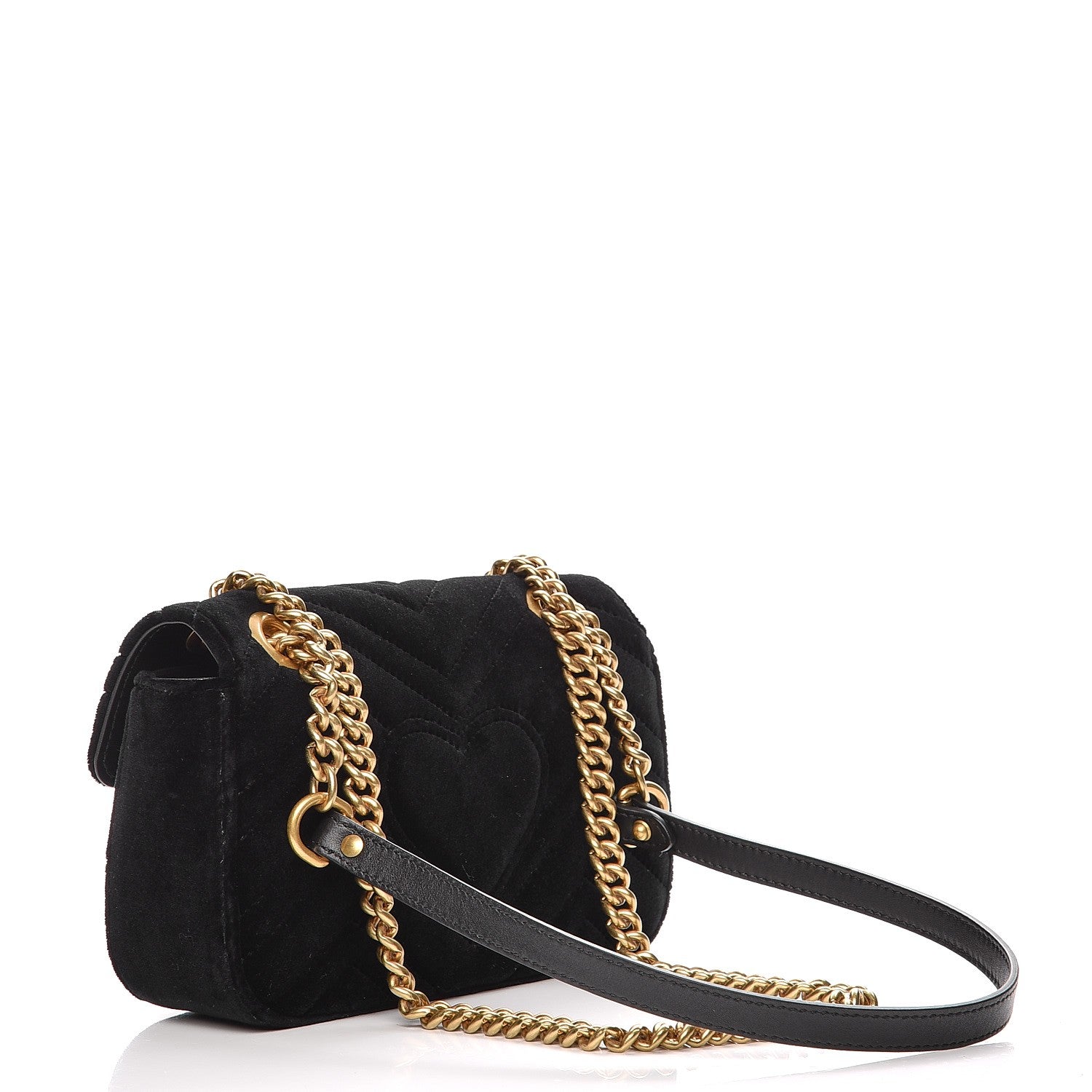 Gucci Velvet Matelasse Mini GG Marmont Shoulder Bag Black 3 of 9