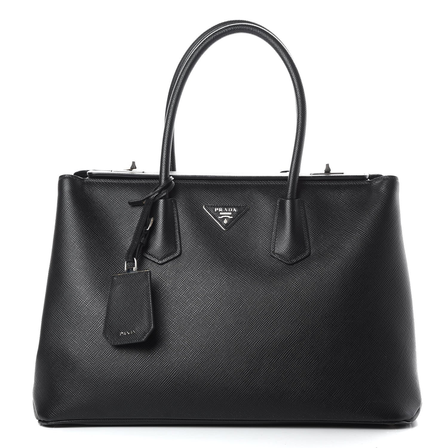 Prada Saffiano Cuir Twin Tote Black 1 of 12