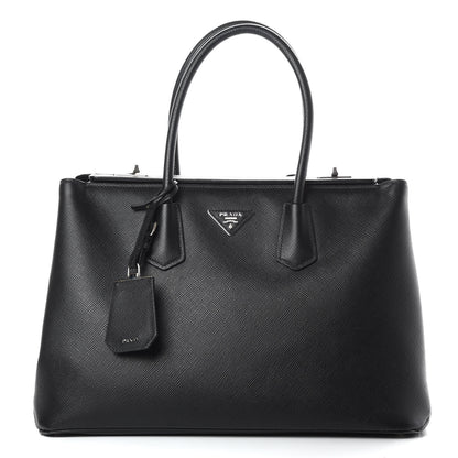 Prada Saffiano Cuir Twin Tote Black 1 of 12