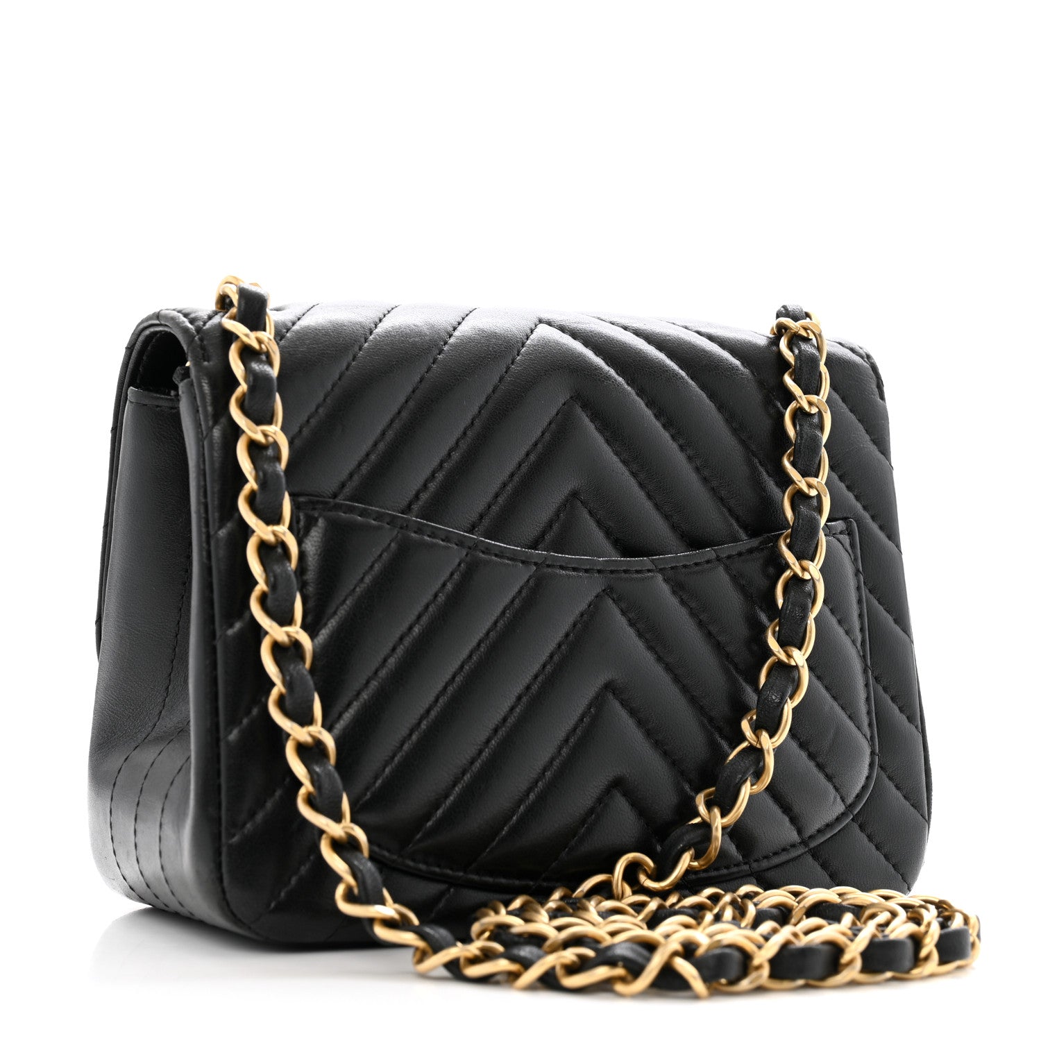 Chanel Lambskin Chevron Quilted Mini Square Flap Black 3 of 12