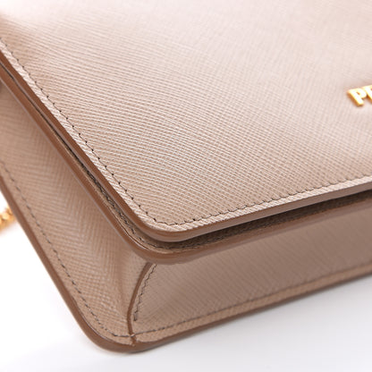 Prada Saffiano Metal Oro Mini Crossbody Bag Cammeo 6 of 8