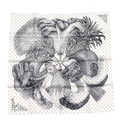 Hermes Silk Plumets Et Panaches Scarf 90 White Black Anthracite 1 of 5