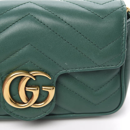 Gucci Calfskin Matelasse Super Mini GG Marmont Shoulder Bag Emerald Green 16 of 18