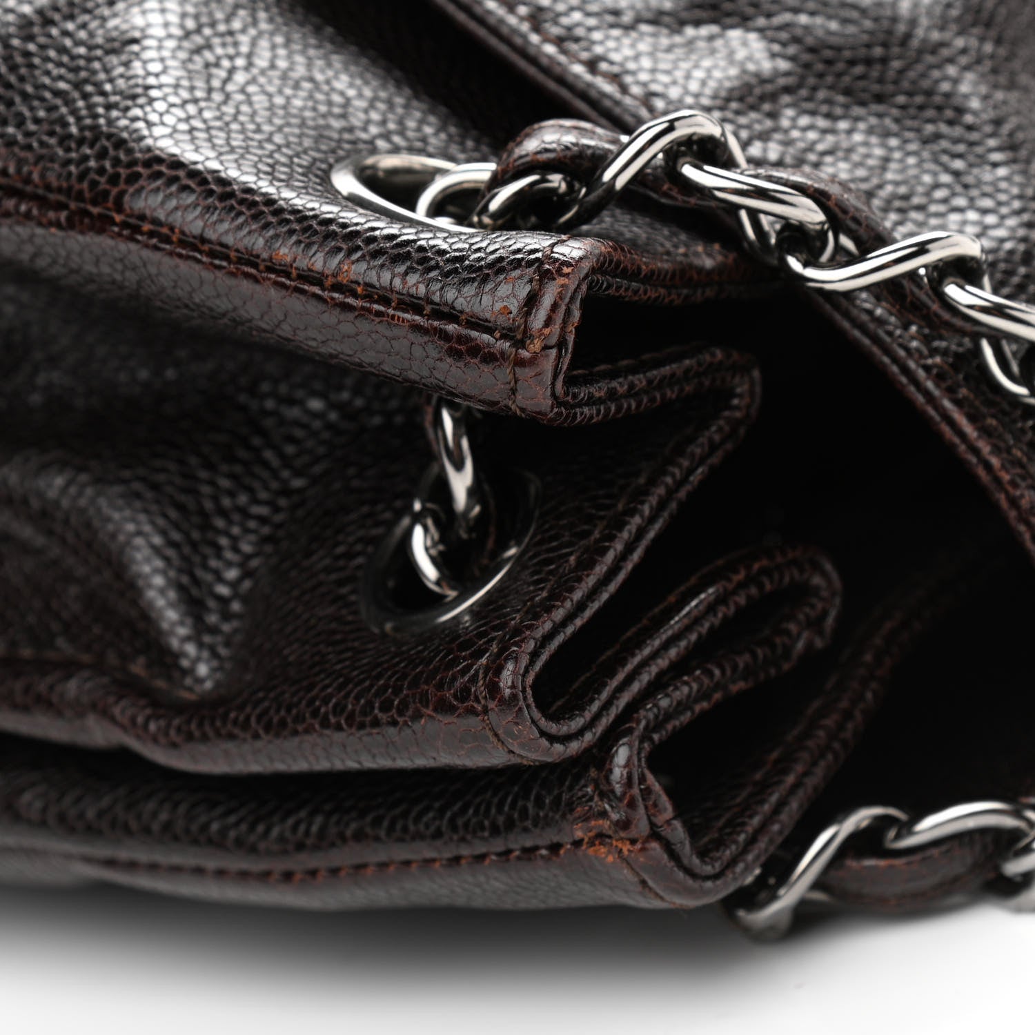Chanel Glazed Caviar Pocket In The City Tote Dark Brown 10 of 10