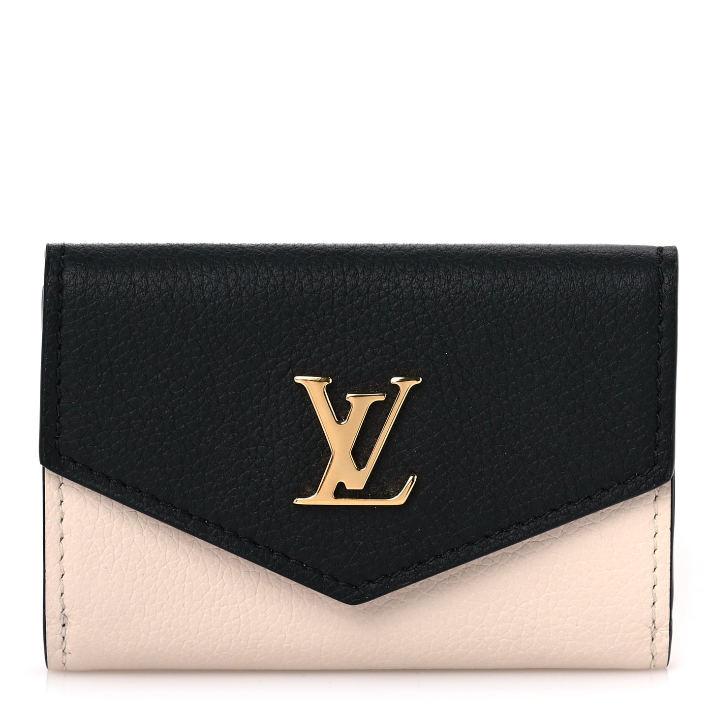 Calfskin Lockmini Wallet Black Cream Pink