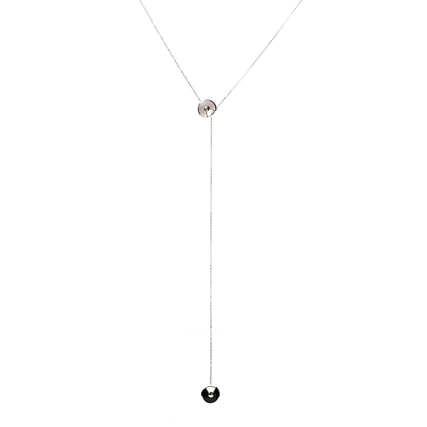 18K Pink Gold Diamond Mother of Pearl Black Onyx XS Amulette de Cartier Necklace
