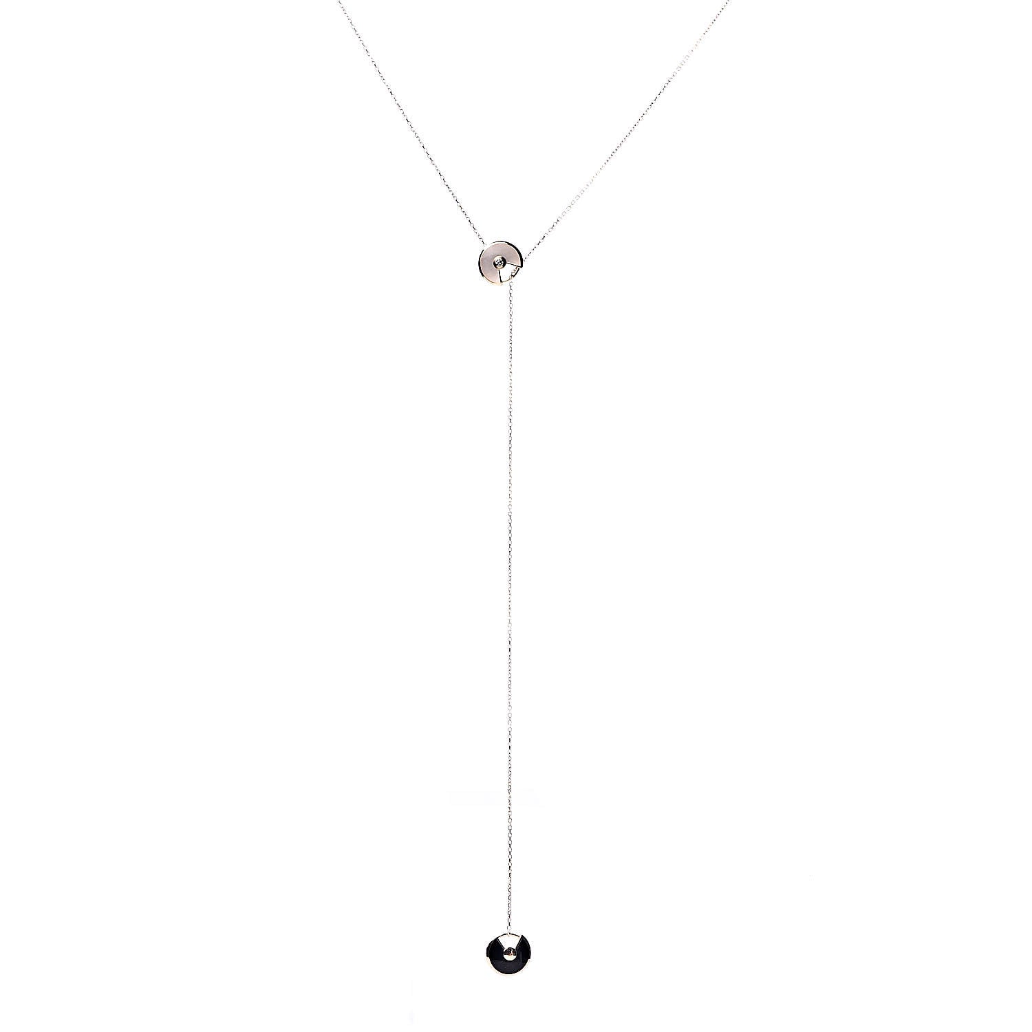 Cartier 18K Pink Gold Diamond Mother of Pearl Black Onyx XS Amulette de Cartier Necklace 1 of 7